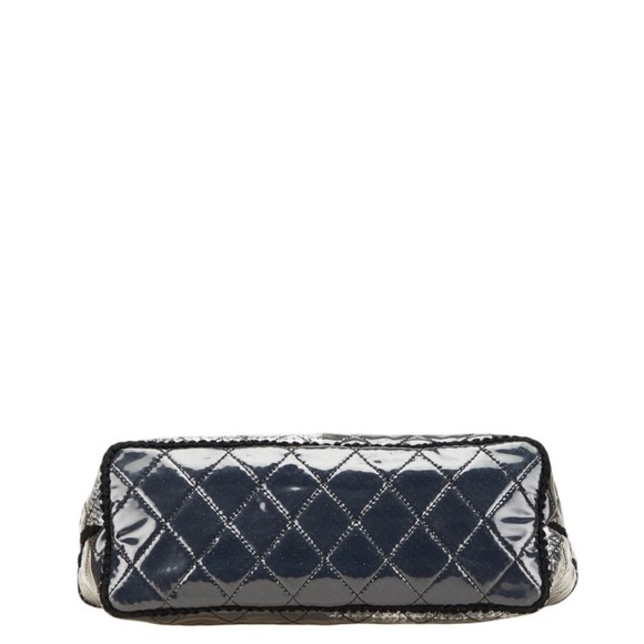 Chanel Matelasse Tote Bag Handbag Black Gray Vinyl Tweed Women's CHANEL - Picture 3 of 11